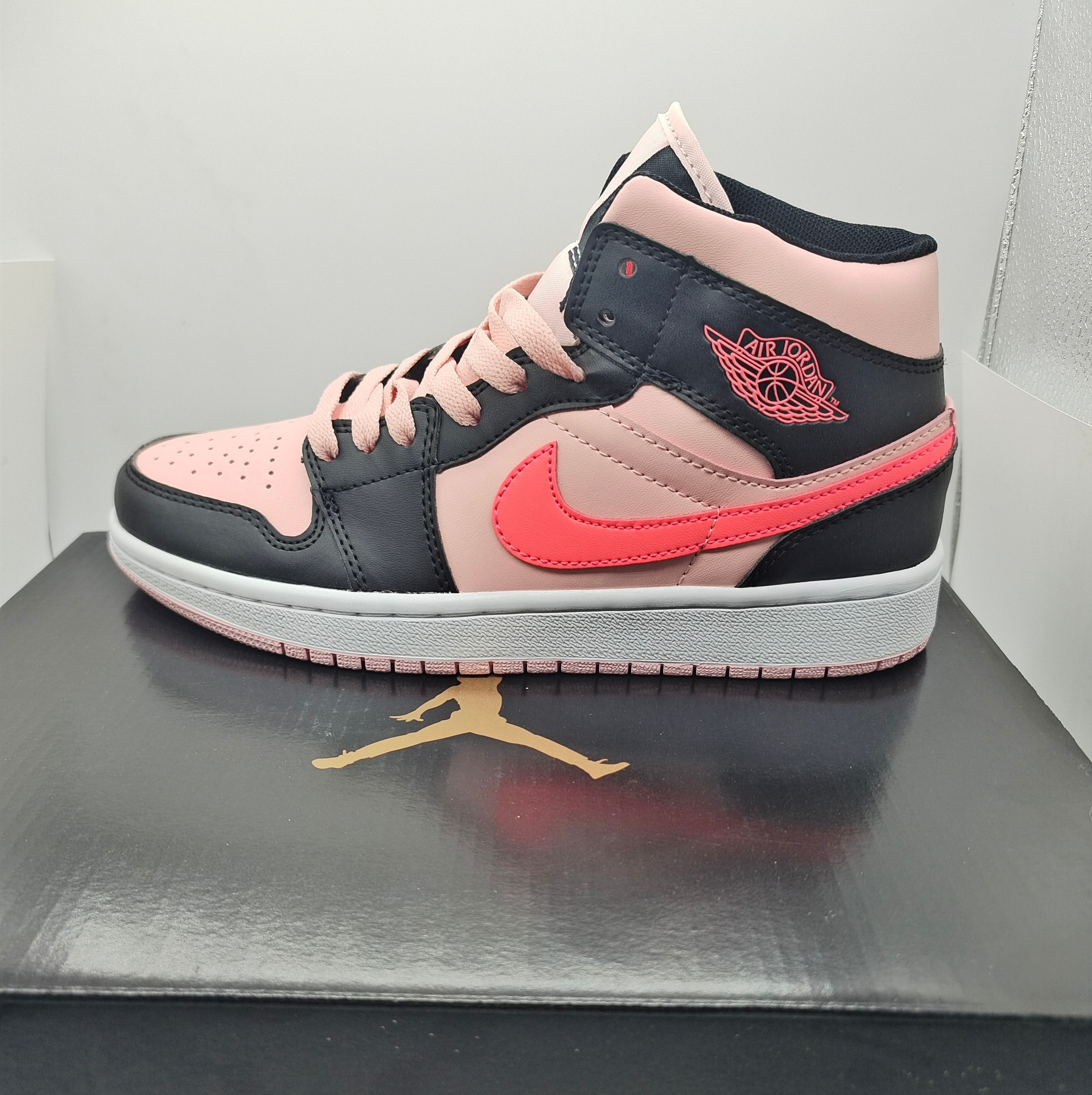 Women's Running Weapon Air Jordan 1 Pink/Black Shoes 0205